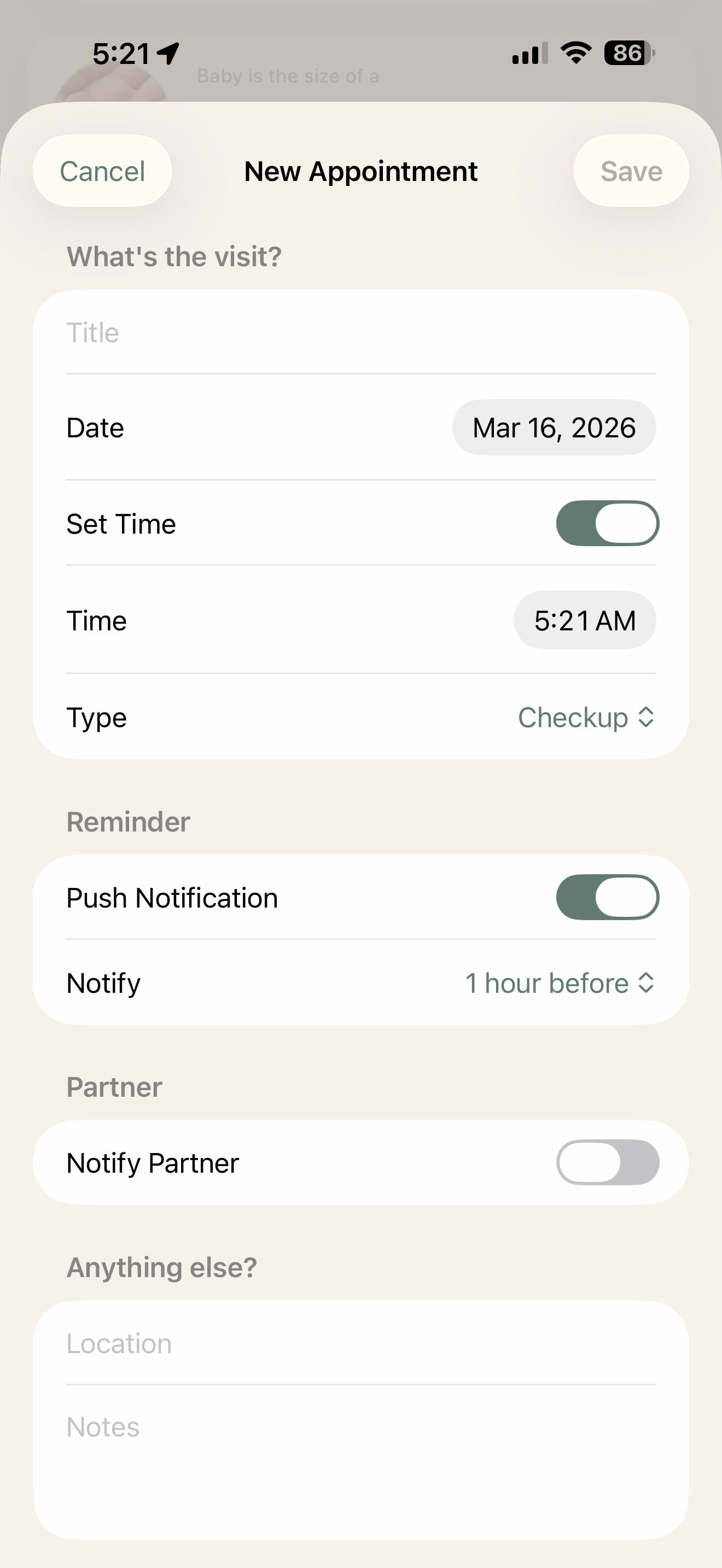 Schedule prenatal appointments with reminders